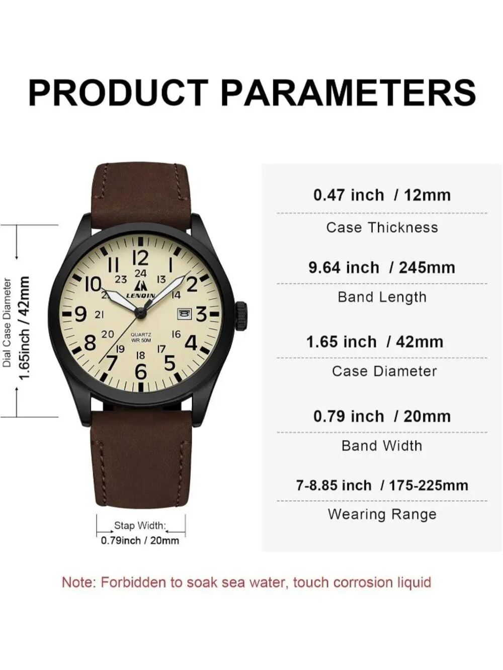 Men's Brown And Cream Analog Expansion Band Easy Reader Waterproof Wrist Watch